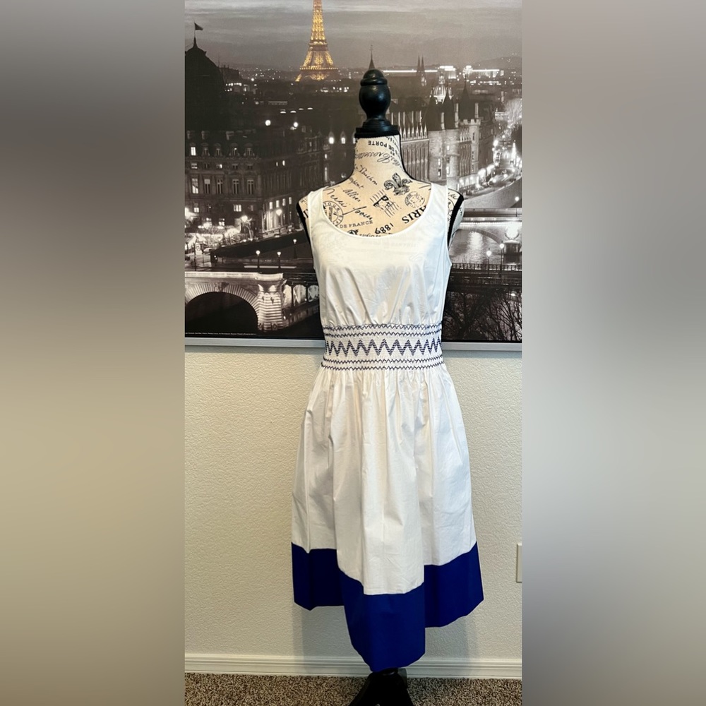 Kate Spade Women’s White Smocked Poplin Dress NWT